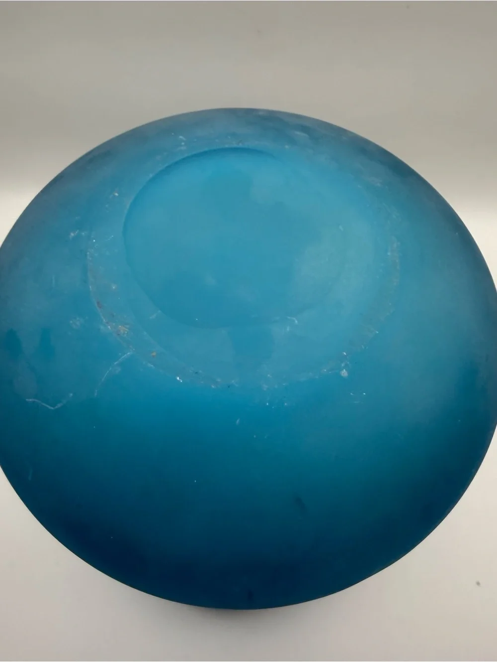 Vintage Frosted Turquoise Blue Art Glass Vase Hand Blown Abstract Form MCM 9
